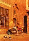 Courtyard Paintings - In The Courtyard by Eugene-Alexis Girardet
